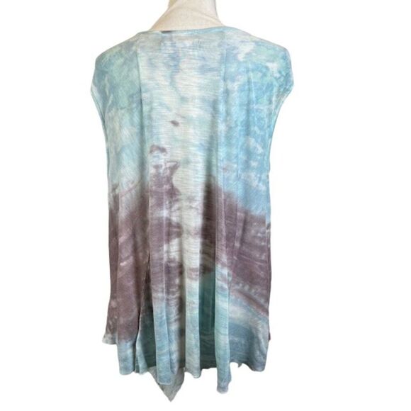 Young Fabulous & Broke Sleeveless Tie Dye Tee Asymmetic Hem Blue Purple Size S - Picture 3 of 9